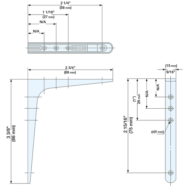 Shelf Bracket, White - BTW-85 2